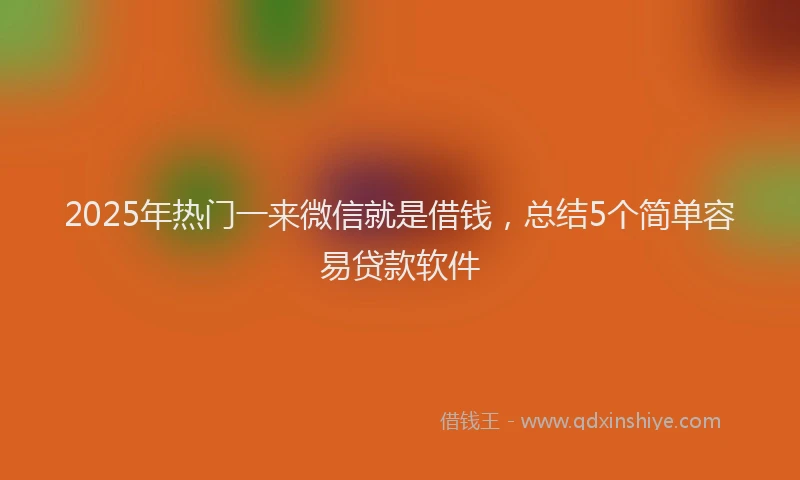 2025年热门一来微信就是借钱，总结5个简单容易贷款软件