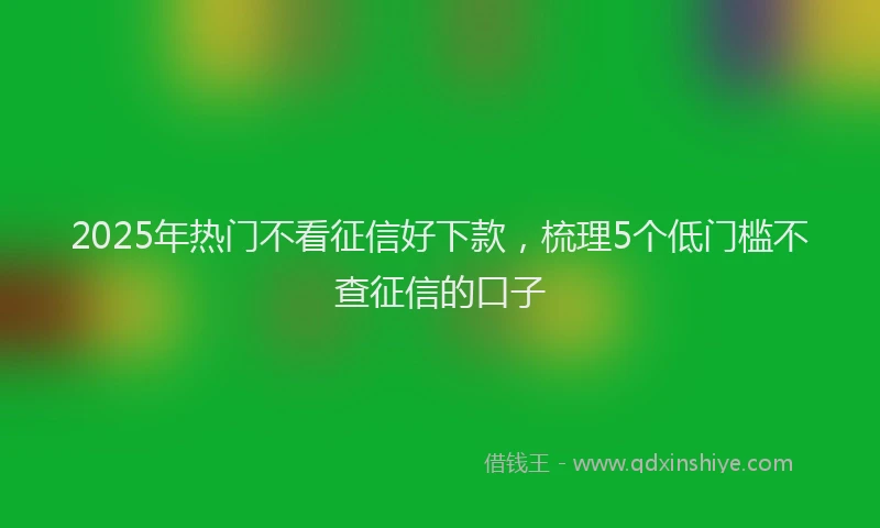 2025年热门不看征信好下款，梳理5个低门槛不查征信的口子