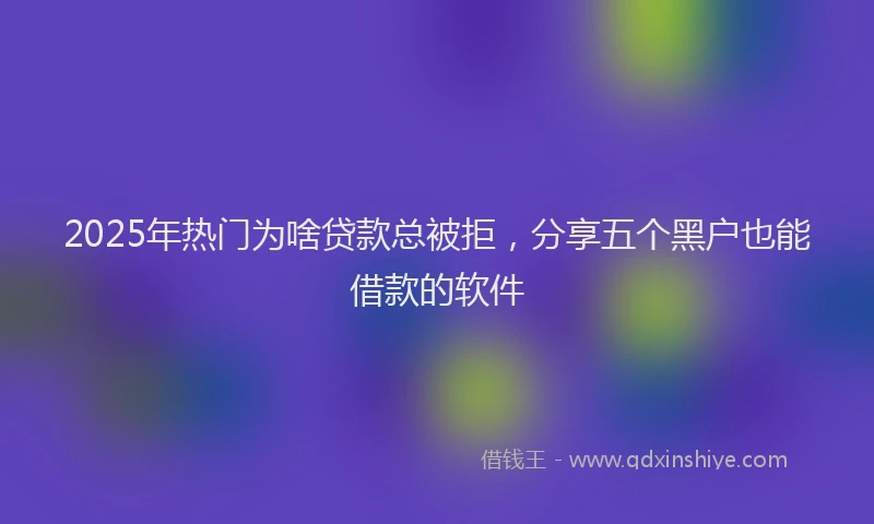 2025年热门为啥贷款总被拒，分享五个黑户也能借款的软件