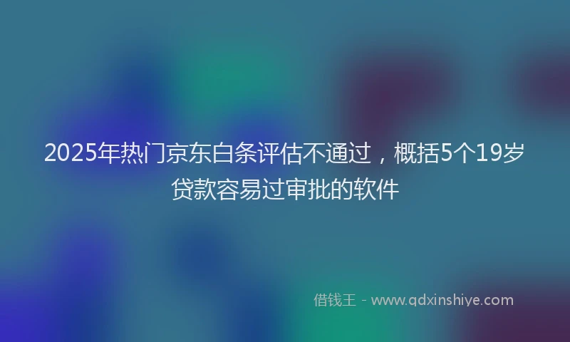 2025年热门京东白条评估不通过，概括5个19岁贷款容易过审批的软件