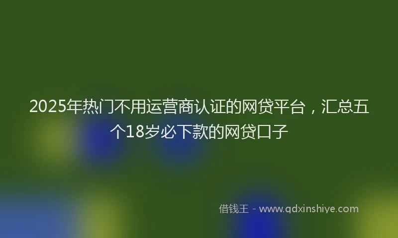 2025年热门不用运营商认证的网贷平台，汇总五个18岁必下款的网贷口子