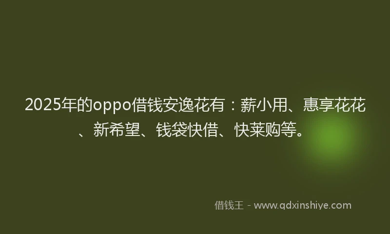 2025年的oppo借钱安逸花有：薪小用、惠享花花、新希望、钱袋快借、快莱购等。