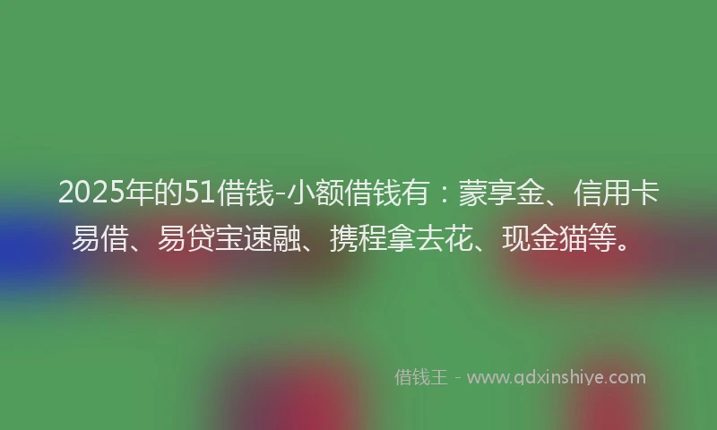 2025年的51借钱-小额借钱有：蒙享金、信用卡易借、易贷宝速融、携程拿去花、现金猫等。