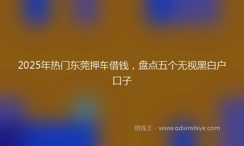 2025年热门东莞押车借钱，盘点五个无视黑白户口子