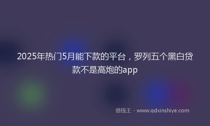 2025年热门5月能下款的平台，罗列五个黑白贷款不是高炮的app