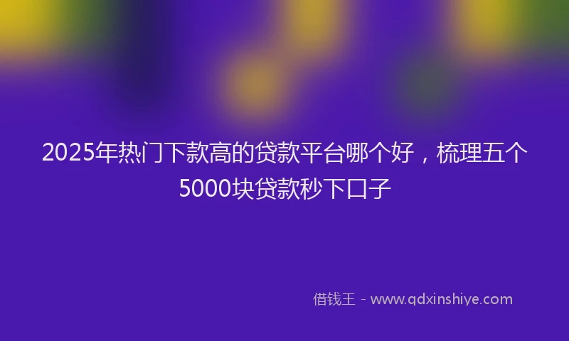 2025年热门下款高的贷款平台哪个好，梳理五个5000块贷款秒下口子