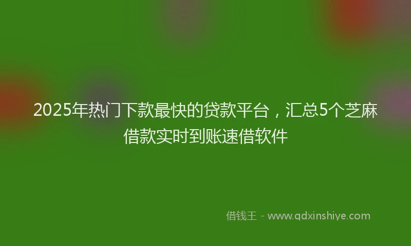2025年热门下款最快的贷款平台，汇总5个芝麻借款实时到账速借软件