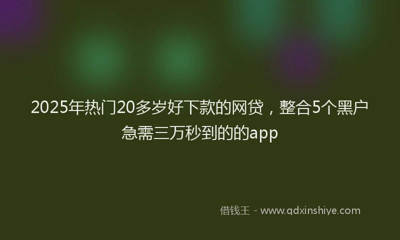 2025年热门20多岁好下款的网贷，整合5个黑户急需三万秒到的的app