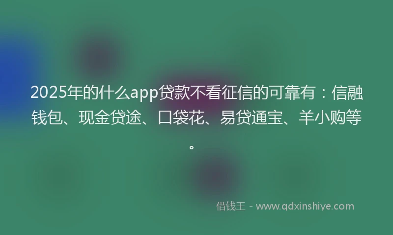 2025年的什么app贷款不看征信的可靠有：信融钱包、现金贷途、口袋花、易贷通宝、羊小购等。