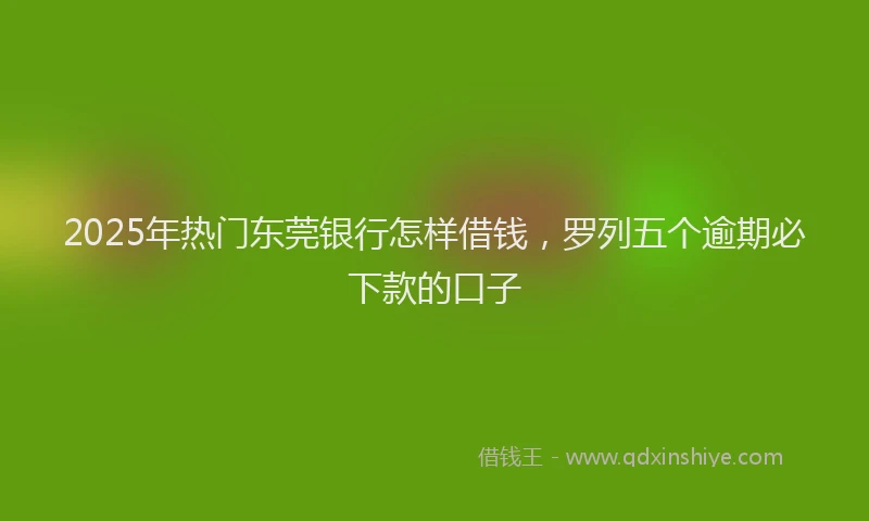 2025年热门东莞银行怎样借钱，罗列五个逾期必下款的口子