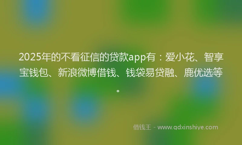 2025年的不看征信的贷款app有：爱小花、智享宝钱包、新浪微博借钱、钱袋易贷融、鹿优选等。