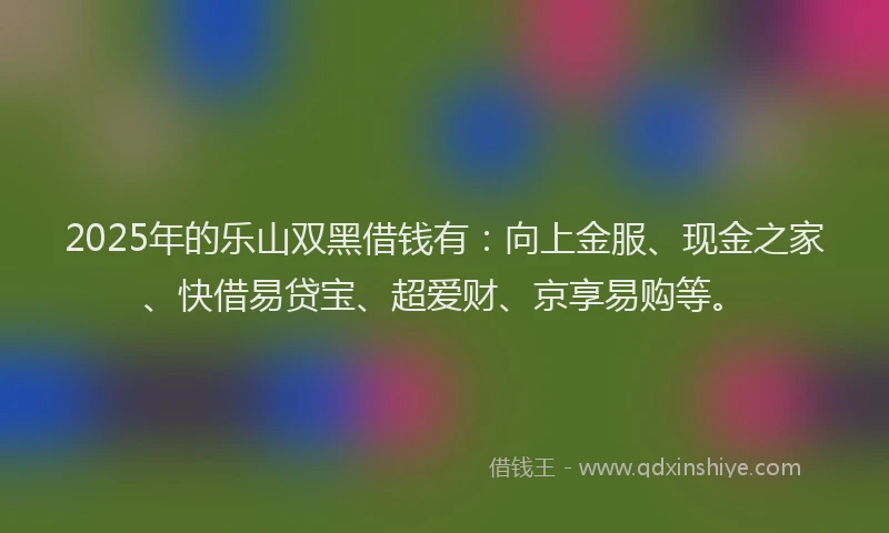 2025年的乐山双黑借钱有:向上金服、现金之家、快借易贷宝、超爱财、京享易购等。