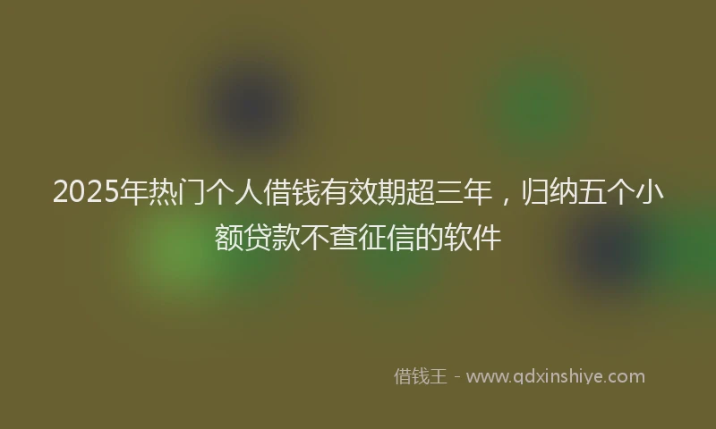 2025年热门个人借钱有效期超三年，归纳五个小额贷款不查征信的软件
