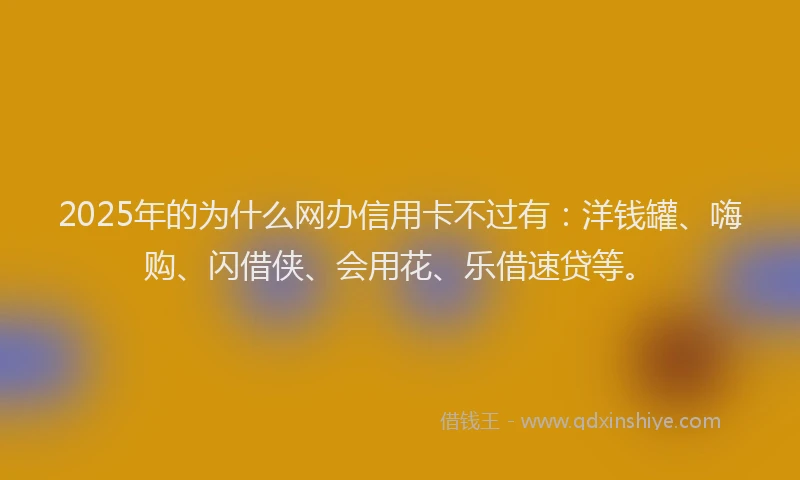 2025年的为什么网办信用卡不过有：洋钱罐、嗨购、闪借侠、会用花、乐借速贷等。