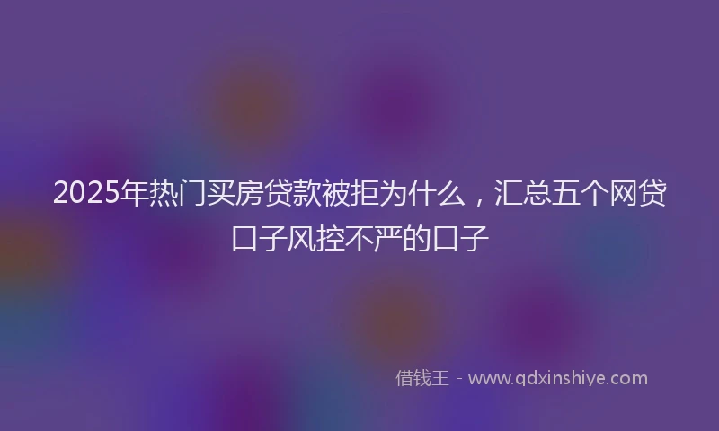 2025年热门买房贷款被拒为什么，汇总五个网贷口子风控不严的口子