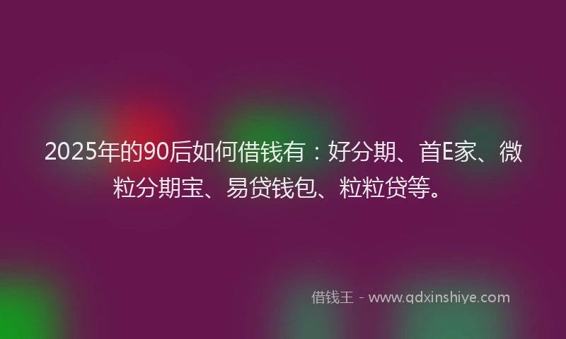 2025年的90后如何借钱有：好分期、首E家、微粒分期宝、易贷钱包、粒粒贷等。