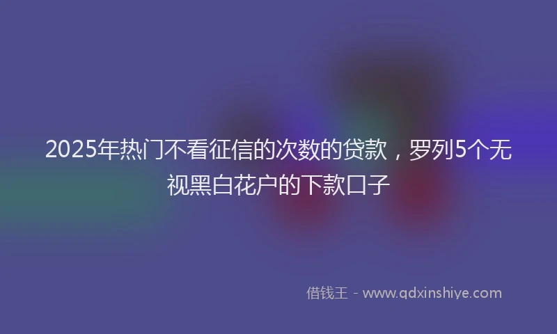 2025年热门不看征信的次数的贷款，罗列5个无视黑白花户的下款口子