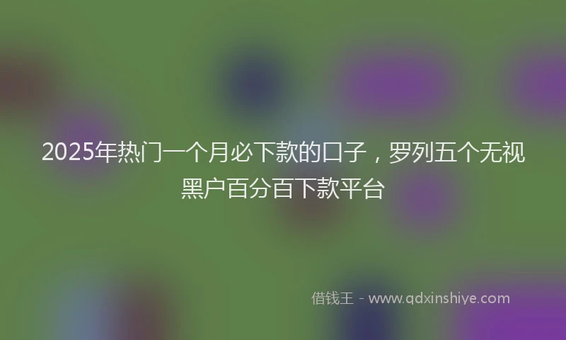 2025年热门一个月必下款的口子，罗列五个无视黑户百分百下款平台