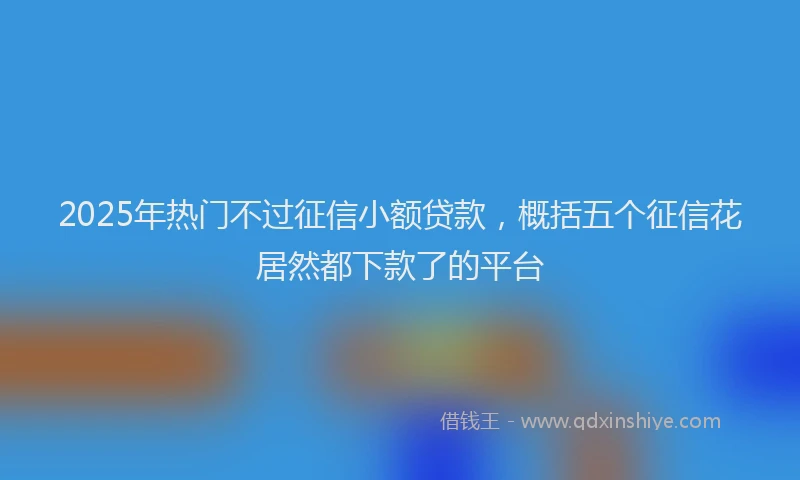 2025年热门不过征信小额贷款，概括五个征信花居然都下款了的平台
