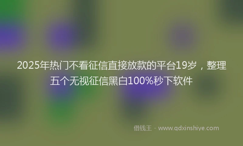 2025年热门不看征信直接放款的平台19岁，整理五个无视征信黑白100%秒下软件