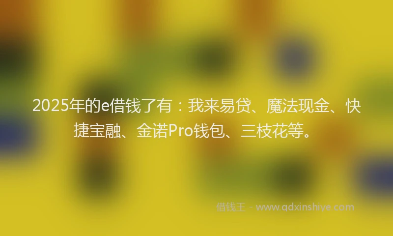 2025年的e借钱了有：我来易贷、魔法现金、快捷宝融、金诺Pro钱包、三枝花等。