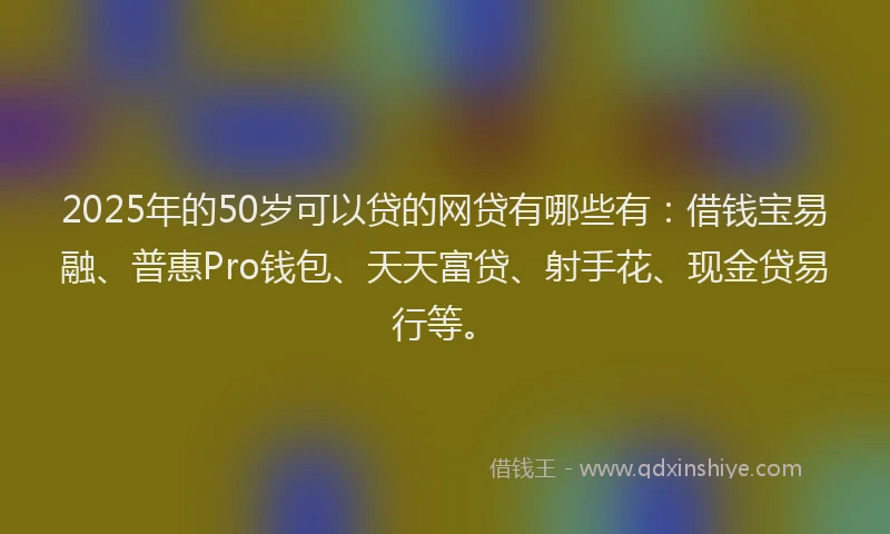 2025年的50岁可以贷的网贷有哪些有：借钱宝易融、普惠Pro钱包、天天富贷、射手花、现金贷易行等。
