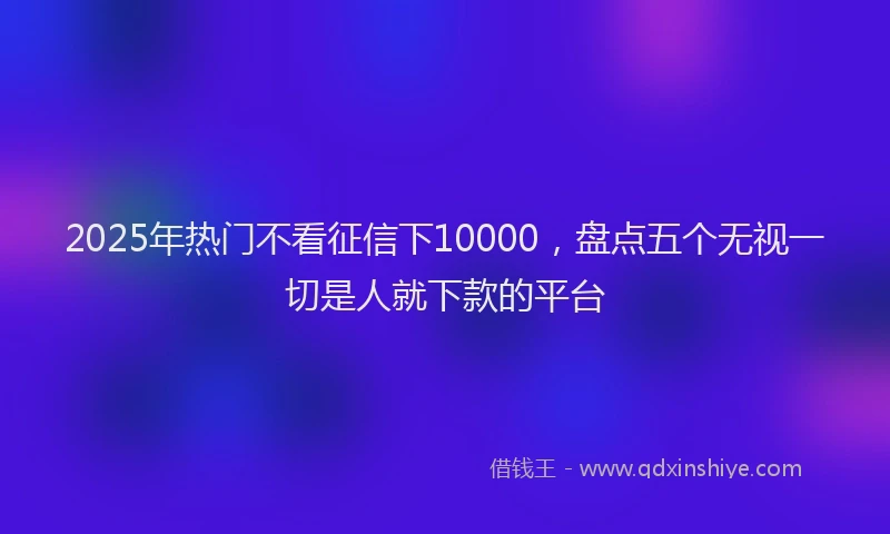 2025年热门不看征信下10000，盘点五个无视一切是人就下款的平台