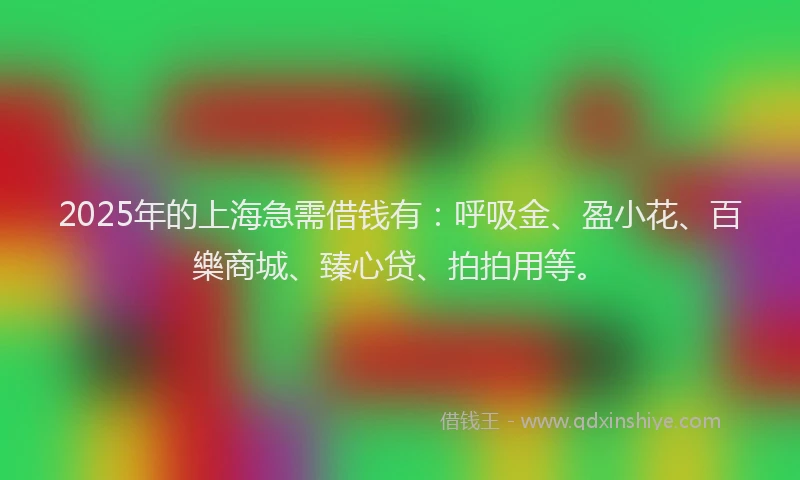 2025年的上海急需借钱有：呼吸金、盈小花、百樂商城、臻心贷、拍拍用等。