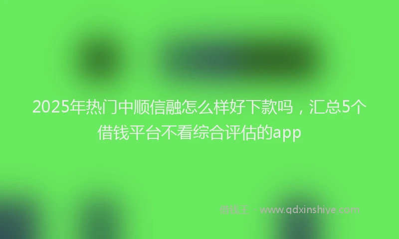 2025年热门中顺信融怎么样好下款吗，汇总5个借钱平台不看综合评估的app
