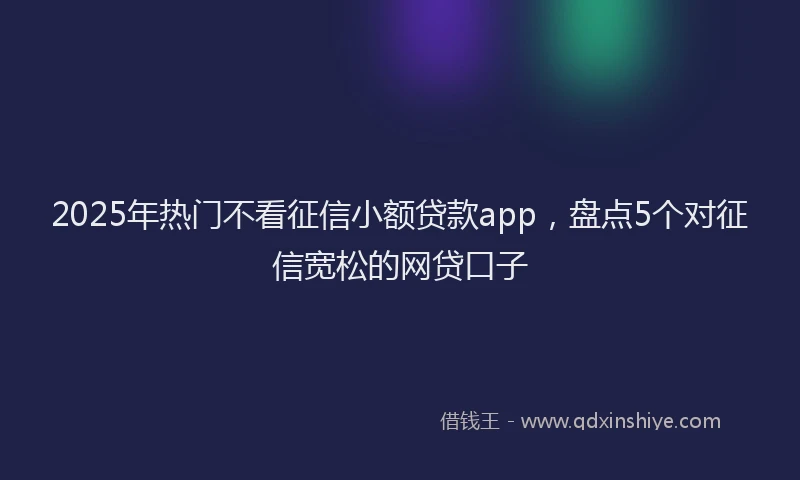 2025年热门不看征信小额贷款app，盘点5个对征信宽松的网贷口子
