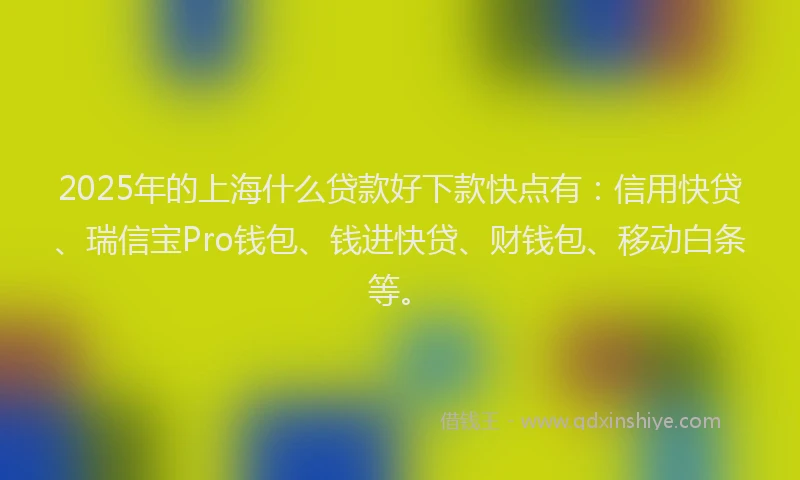 2025年的上海什么贷款好下款快点有：信用快贷、瑞信宝Pro钱包、钱进快贷、财钱包、移动白条等。