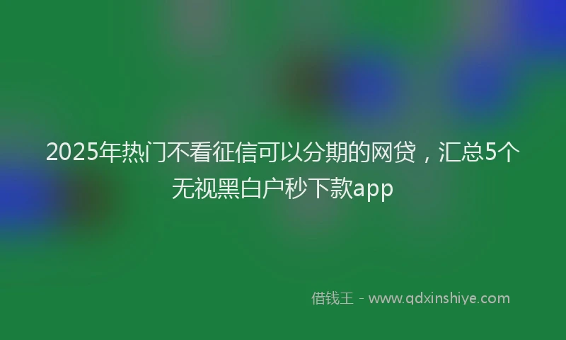 2025年热门不看征信可以分期的网贷，汇总5个无视黑白户秒下款app