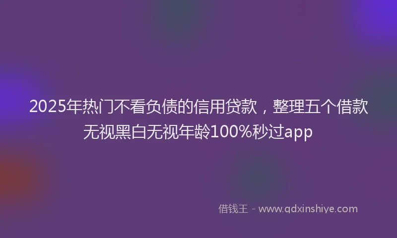 2025年热门不看负债的信用贷款，整理五个借款无视黑白无视年龄100%秒过app
