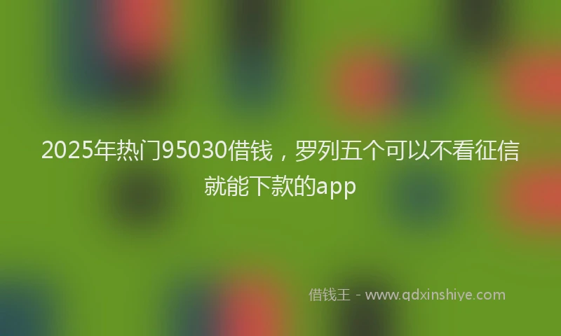 2025年热门95030借钱，罗列五个可以不看征信就能下款的app