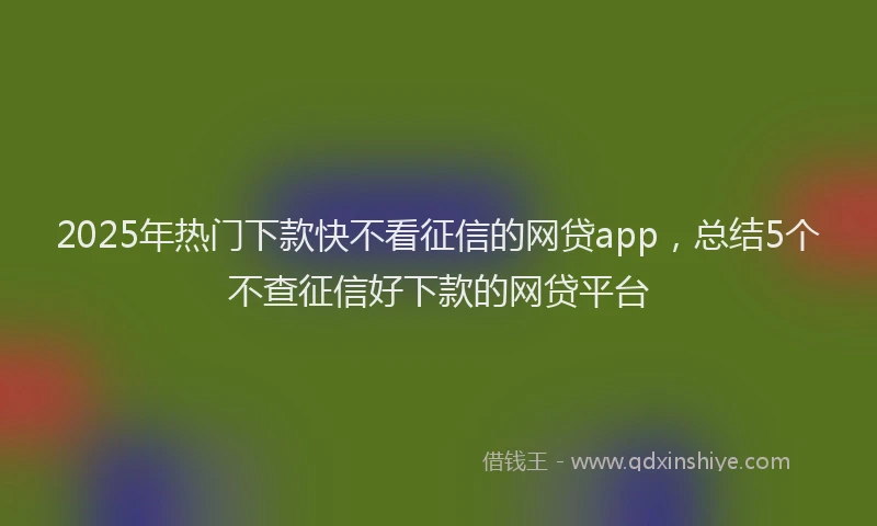 2025年热门下款快不看征信的网贷app，总结5个不查征信好下款的网贷平台