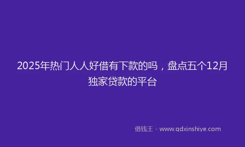 2025年热门人人好借有下款的吗，盘点五个12月独家贷款的平台