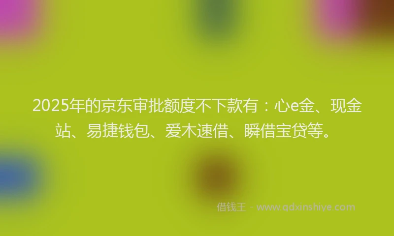 2025年的京东审批额度不下款有：心e金、现金站、易捷钱包、爱木速借、瞬借宝贷等。
