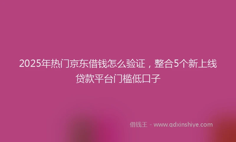 2025年热门京东借钱怎么验证，整合5个新上线贷款平台门槛低口子