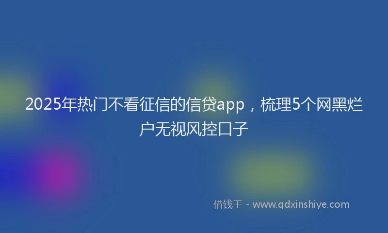 2025年热门不看征信的信贷app，梳理5个网黑烂户无视风控口子