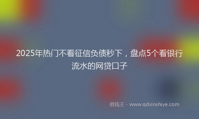 2025年热门不看征信负债秒下，盘点5个看银行流水的网贷口子