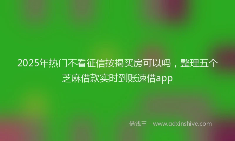 2025年热门不看征信按揭买房可以吗，整理五个芝麻借款实时到账速借app