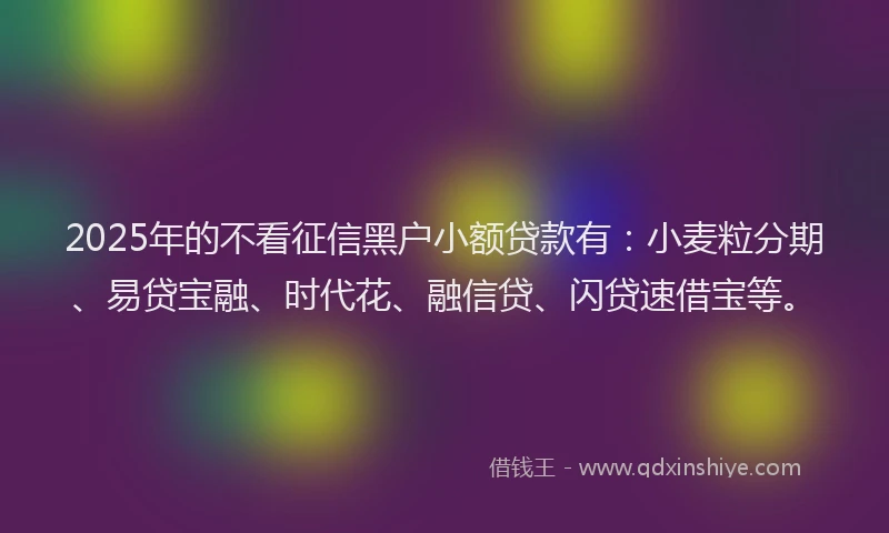 2025年的不看征信黑户小额贷款有：小麦粒分期、易贷宝融、时代花、融信贷、闪贷速借宝等。