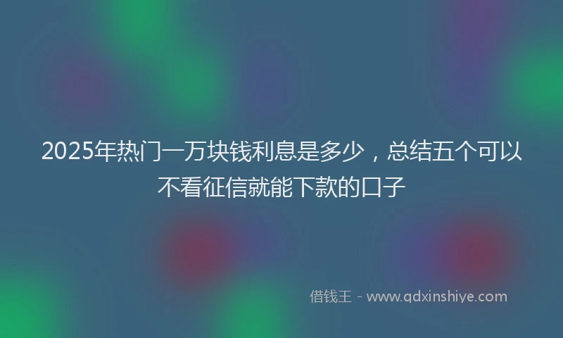 2025年热门一万块钱利息是多少，总结五个可以不看征信就能下款的口子