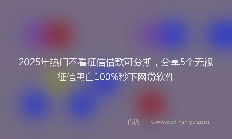 2025年热门不看征信借款可分期，分享5个无视征信黑白100%秒下网贷软件