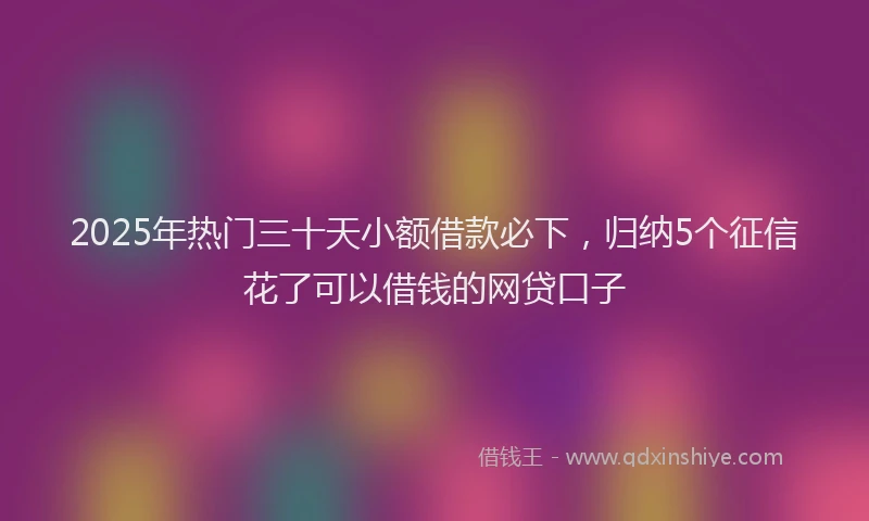 2025年热门三十天小额借款必下，归纳5个征信花了可以借钱的网贷口子