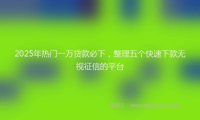 2025年热门一万贷款必下，整理五个快速下款无视征信的平台