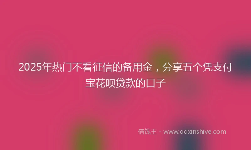 2025年热门不看征信的备用金，分享五个凭支付宝花呗贷款的口子