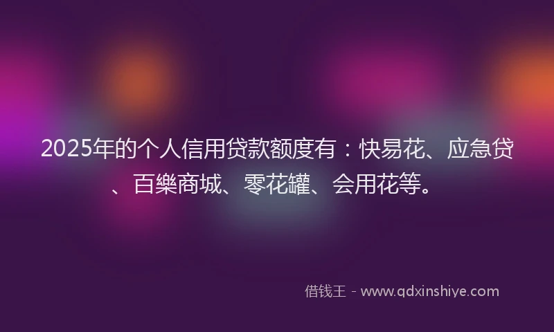 2025年的个人信用贷款额度有：快易花、应急贷、百樂商城、零花罐、会用花等。