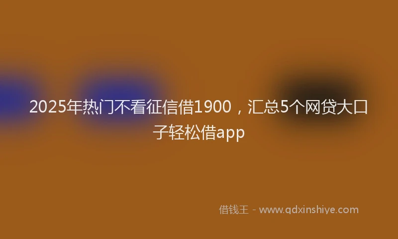 2025年热门不看征信借1900，汇总5个网贷大口子轻松借app