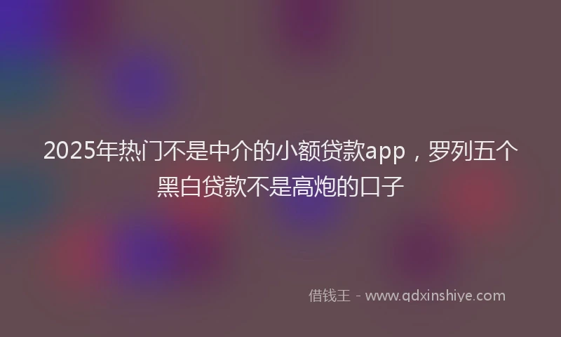 2025年热门不是中介的小额贷款app，罗列五个黑白贷款不是高炮的口子